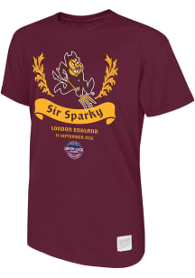 Original Retro Brand Arizona State Sun Devils Maroon Sir Sparky Union Jack Short Sleeve Fashion T..