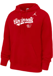 Nike Cincinnati Bearcats Mens Red Club Fleece Script Long Sleeve Hoodie