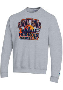 Champion Illinois Fighting Illini Mens Grey 2026 NCAA Final Four Bound Long Sleeve Crew Sweatshirt