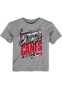 Carolina Hurricanes Toddler Grey Heather 2026 Stanley Cup Champs Authentic Locker Room Short Sleev..