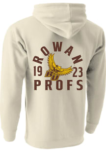 Rowan University Mens Ivory Mascot Overlay Long Sleeve Hoodie
