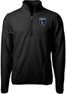 Cutter and Buck San Jose Earthquakes Mens Black Cascade Sherpa Long Sleeve Qtr Zip Pullover