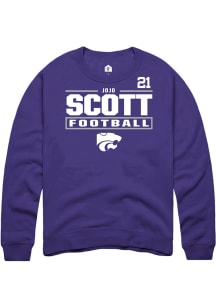 jojo scott K-State Wildcats Mens Purple Football NIL Stacked Box Player Crew