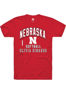 Olivia DiNardo Nebraska Cornhuskers Red NIL Arch Logo Short Sleeve Player T Shirt