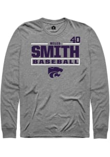 Miles Smith  K-State Wildcats Graphite Rally NIL Stacked Box Long Sleeve T Shirt
