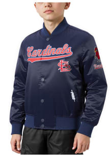 Pro Standard St Louis Cardinals Boys Navy Blue Classic Chenille Lightweight Jacket