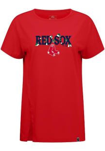 Levelwear Boston Red Sox Womens Red Influx Festive Short Sleeve T-Shirt