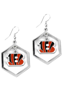 Cincinnati Bengals Hexagon Cutout Womens Earrings