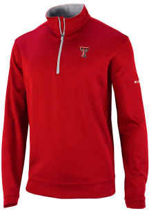 Columbia Texas Tech Red Raiders Mens Red Heat Seal Omni Wick Wickhams Hills Long Sleeve Qtr Zip Pu..