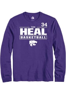 Tess Heal K-State Wildcats Purple NIL Stacked Box Long Sleeve Player T Shirt