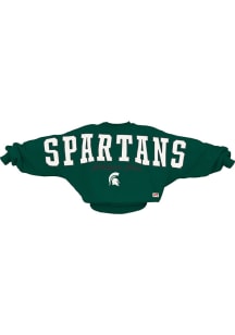 Pressbox Michigan State Spartans Womens Green Flannigan Crew Sweatshirt