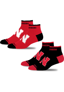Nebraska Cornhuskers Front and Center 2pk Mens No Show Socks