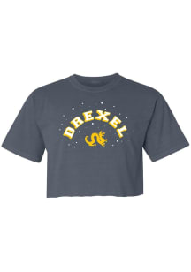 Summit Sportswear Drexel Dragons Womens Navy Blue Rhinestone Short Sleeve T-Shirt