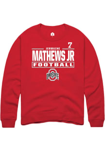 Jermaine Mathews Jr Ohio State Buckeyes Mens Red Football NIL Stacked Box Player Crew