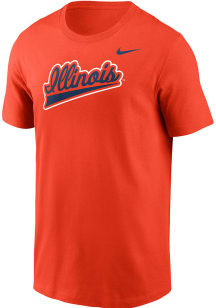 Nike Illinois Fighting Illini Orange Team Name Script Short Sleeve T Shirt