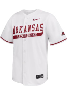 Nike Arkansas Razorbacks Mens White Limited Full Button Baseball Jersey