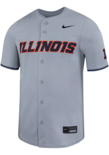 Nike Illinois Fighting Illini Mens Grey Limited Full Button Baseball Jersey