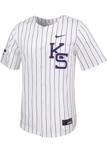 Nike K-State Wildcats Mens White Limited Full Button Pinstripe Baseball Jersey