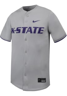 Nike K-State Wildcats Mens Grey Limited Full Button Baseball Jersey