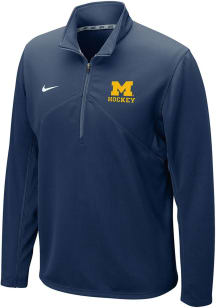 Nike Michigan Wolverines Mens Blue Training Design Long Sleeve Qtr Zip Pullover