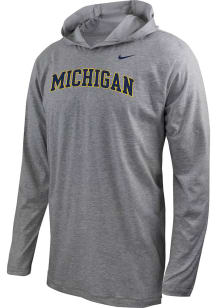 Nike Michigan Wolverines Mens Grey Dri-Fit Long Sleeve Lightweight Hoodie