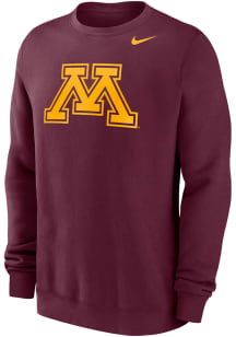 Nike Minnesota Golden Gophers Mens Maroon Primary Logo Long Sleeve Crew Sweatshirt