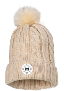Nike Michigan Wolverines Oatmeal Cable Knit Beanie W Womens Knit Hat
