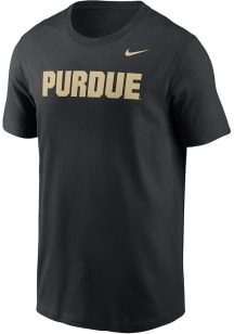 Nike Purdue Boilermakers Black Wordmark DriFit Cotton Short Sleeve T Shirt