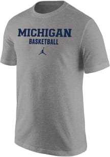 Nike Michigan Wolverines Grey Jordan Basketball Core Design Short Sleeve T Shirt
