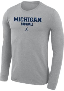 Nike Michigan Wolverines Grey Jordan Football Legend Long Sleeve T-Shirt