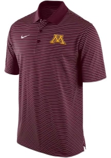 Nike Minnesota Golden Gophers Mens Maroon Primary Logo Stripe Short Sleeve Polo