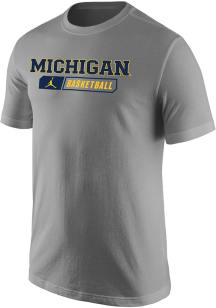 Nike Michigan Wolverines Grey Jordan Basketball Core Short Sleeve T Shirt