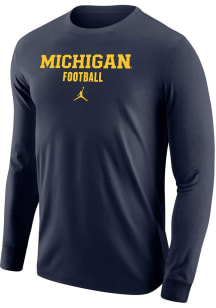 Nike Michigan Wolverines Blue Jordan Football Core Long Sleeve T Shirt