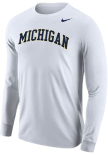 Nike Michigan Wolverines White Arch Name Core Long Sleeve T Shirt