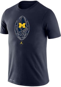 Nike Michigan Wolverines Blue Jordan Football Legend Design Short Sleeve T Shirt