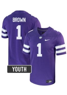 Jayce Brown K-State Wildcats Youth Purple Nike NIL Game Football Jersey