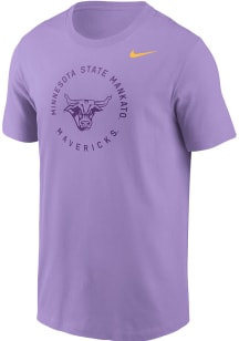 Nike Minnesota State Mankato Mavericks Lavender Club Fleece Circle Mascot Logo Short Sleeve T Shir..