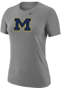 Nike Michigan Wolverines Womens Grey Logo Core Short Sleeve T-Shirt