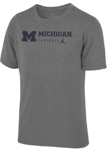 Nike Michigan Wolverines Youth Grey Wordmark Jumpman Short Sleeve T-Shirt