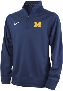 Nike Michigan Wolverines Youth Blue Therma Primary Long Sleeve Quarter Zip Shirt