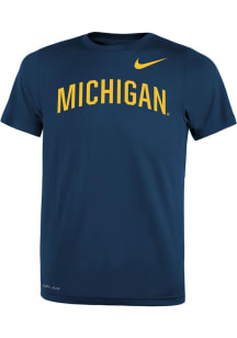 Nike Michigan Wolverines Boys Blue Arch Wordmark Short Sleeve T-Shirt