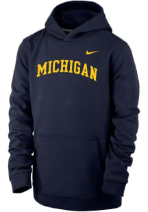 Nike Michigan Wolverines Youth Blue Arch Wordmark Long Sleeve Hoodie