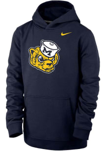 Nike Michigan Wolverines Youth Blue Vintage Logo Long Sleeve Hoodie