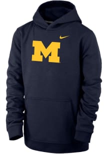 Nike Michigan Wolverines Youth Blue Primary Design Long Sleeve Hoodie
