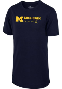 Nike Michigan Wolverines Youth Blue Football Wordmark Short Sleeve T-Shirt
