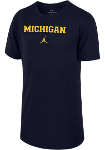 Nike Michigan Wolverines Youth Blue Wordmark Jordan Short Sleeve T-Shirt