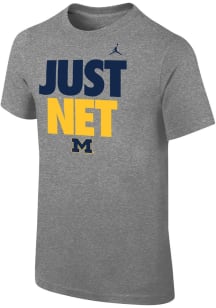 Nike Michigan Wolverines Youth Grey Just Net Short Sleeve T-Shirt