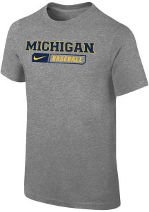 Nike Michigan Wolverines Youth Grey Baseball Jordan Short Sleeve T-Shirt