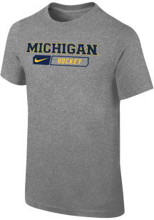 Nike Michigan Wolverines Youth Grey Hockey Jordan Short Sleeve T-Shirt
