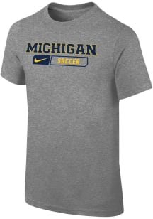 Nike Michigan Wolverines Youth Grey Soccer Jordan Short Sleeve T-Shirt